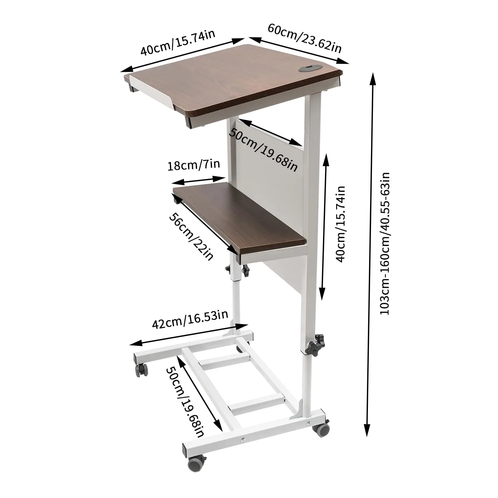 Tbvechi Mobile Stand up Desk, podio con leggio a rotelle, podio regolabile in altezza e leggio per presentazioni, multiuso per carichi pesanti