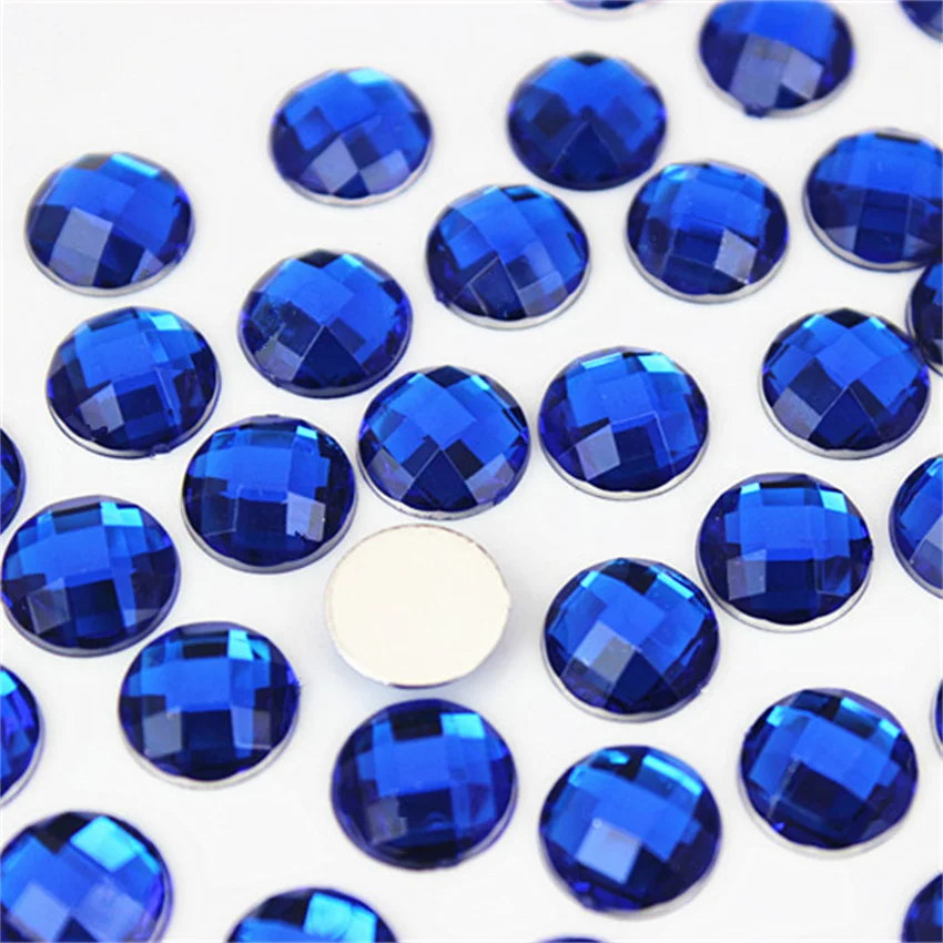 Cong Shao 10mm 100Pcs Colorful Round Stones And Crystals Flatback Acrylic Rhinestone Trim Scrapbook DIY Costume Button WC60