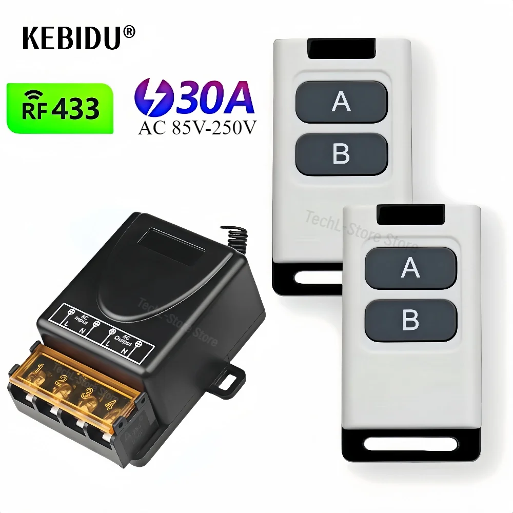 433MHz Bezprzewodowy przełącznik zdalnego sterowania RF AC 110V 220V 240V 30A Odbiornik przekaźnika DIY do fabrycznej pompy biurowej LED Silniki świetlne