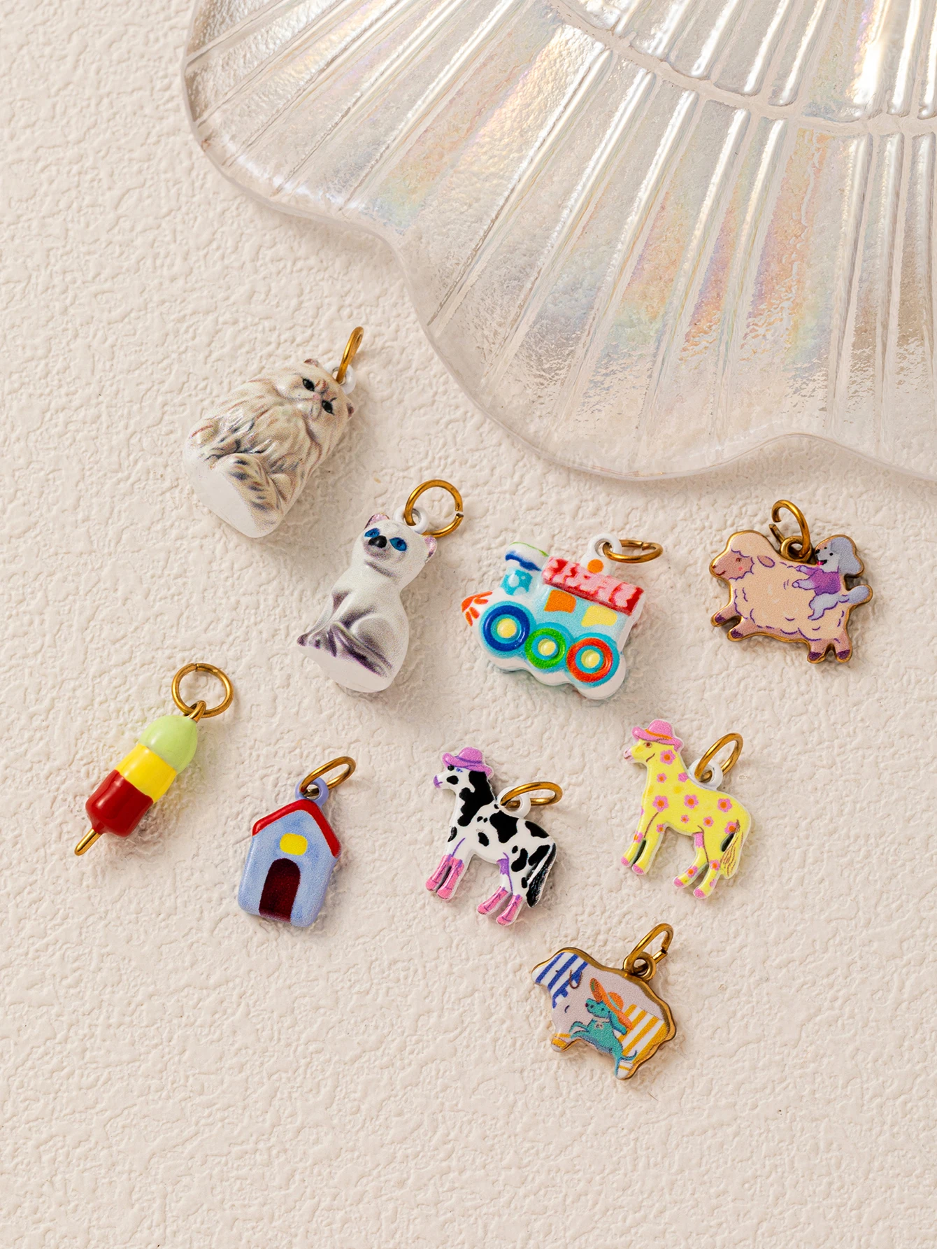 316 Edelstahl Wasserdicht Farbbeständig Niedliche und Schlichte Schaf-, Welpen-, Gelbes Pferd DIY Anhänger Charms für Schmuck – Detail 2