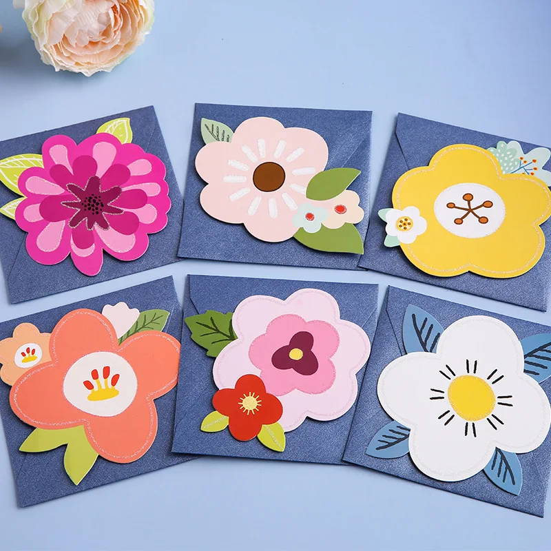 

12Pcs Cute 3D Floral Greeting Card Ins Style Birthday Gift with a Personal Message for School Students to Give Their Teacher