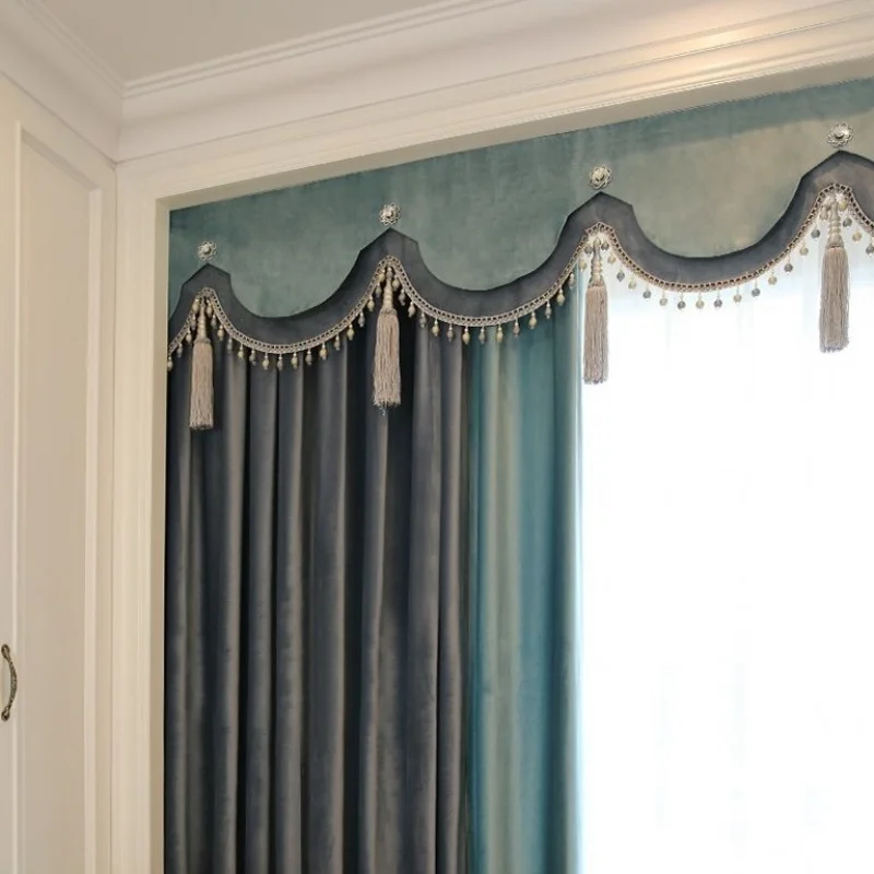 Custom. Xike Liangpin High-end Curtains American Country Style Dutch Velvet Two-tone Splicing Living Room Bedroom High Window Va