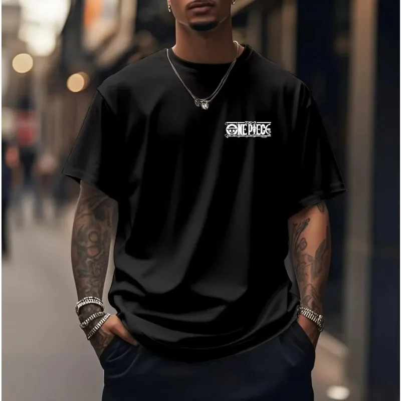 

ONE PIECE Japanese-style Anime Loose Large-size Retro Heavy Cotton Round Neck Short-sleeved T-shirt for Men and Women