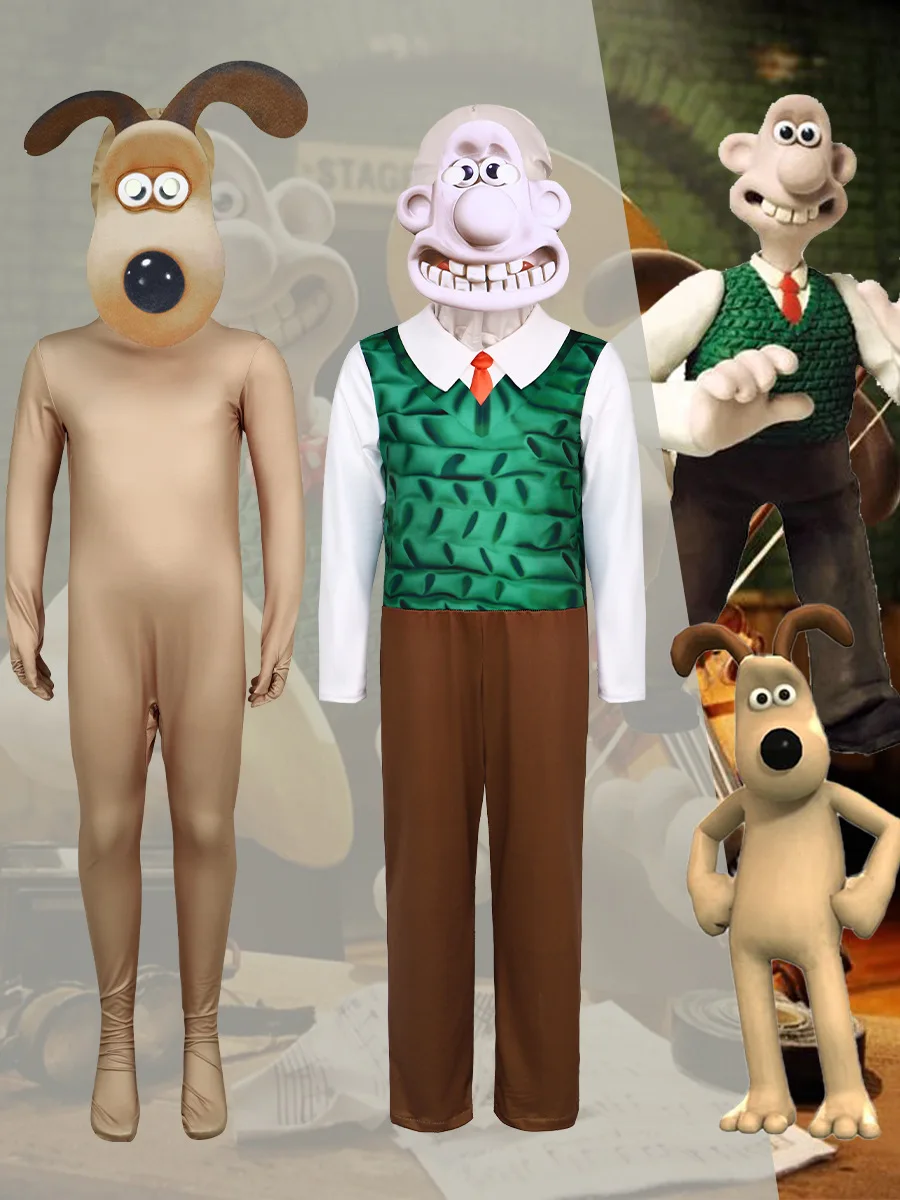 

Cartoon Dog Cosplay Wallace and Gromit Costume Kids Anime Roleplay Bodysuit Jumpsuit Mask Suit Puppy Carnival Party Clothes