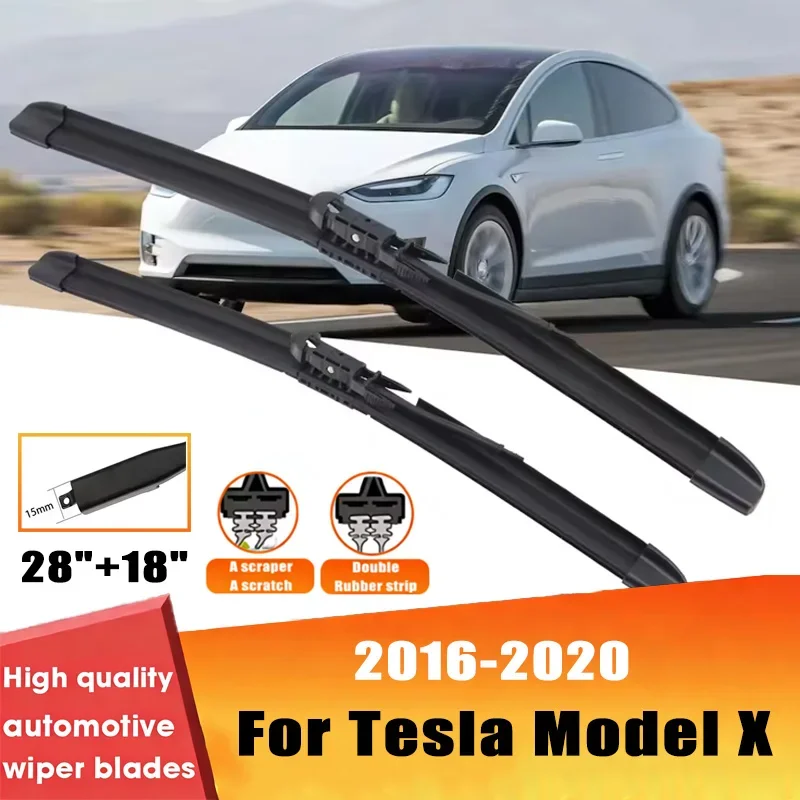 

2pcs Wiper Front Wiper Blades Set For Tesla Model X 2016-2020 2017 2018 2019 Windshield Windscreen Window 28"+18"Car Accessories