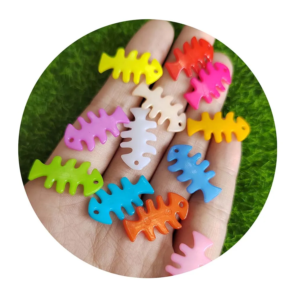 New Cute Mini Cartoon Fish Bone Flat Back Resin Fishbone Cabochons Scrapbooking DIY Jewelry Craft Decoration Accessories