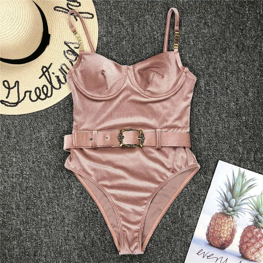 NEU Sexy Badeanzug mit Gürtel, gerippt, für Damen, einteiliger Badeanzug, Damen-Badebekleidung, Bodysuit, Strand V1778 – Detail 39