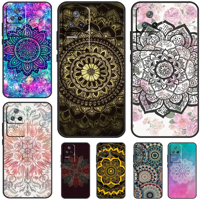 Flowers Mandala Floral Case For Xiaomi POCO M6 Pro X3 X5 X6 Pro F3 F5 M5s Mi 14 Pro 13 13T 11T 12T 12 Lite Cover