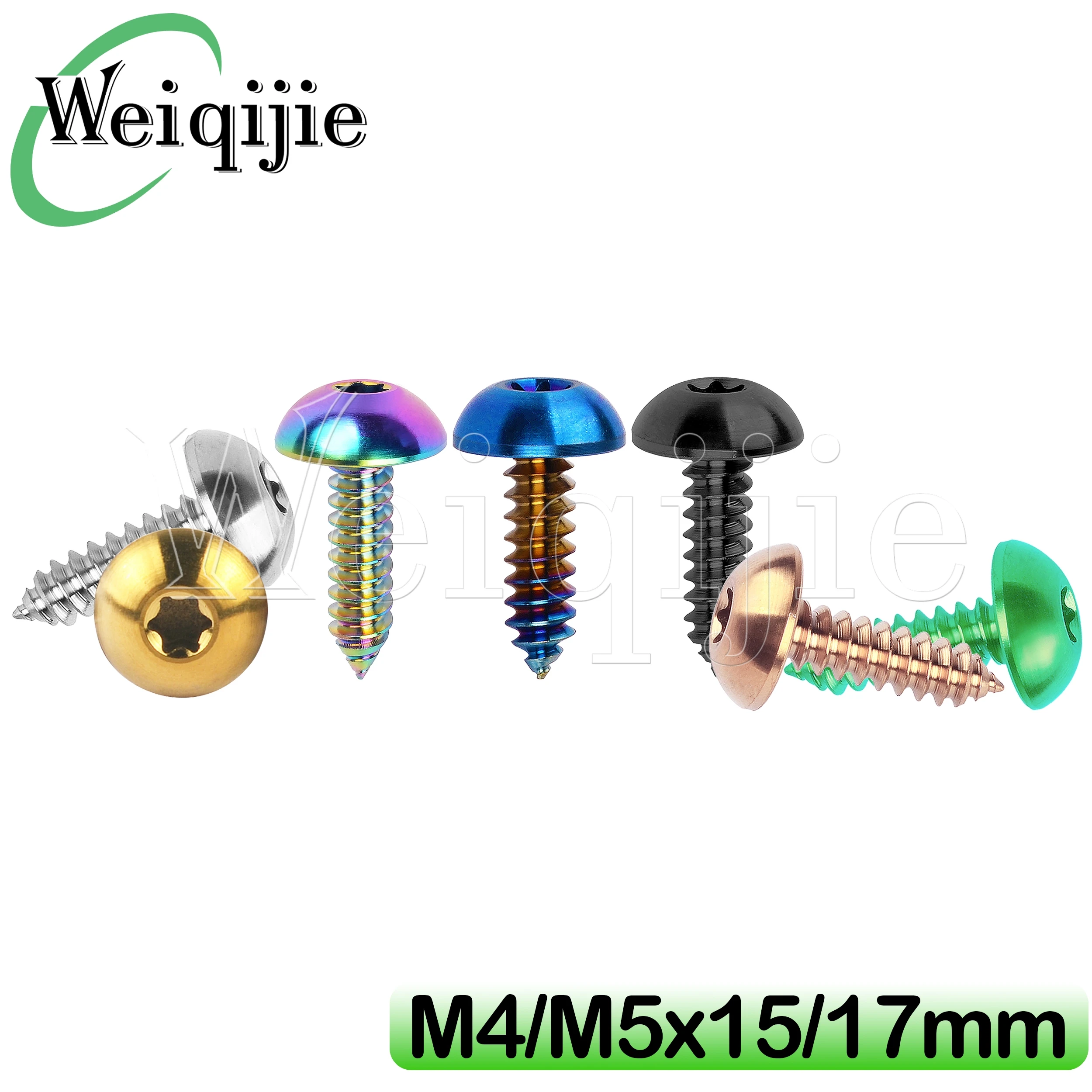 

Weiqijie GR5 Titanium alloy Bolt M4/M5x15/17mm T25 Torx Head Self-tapping Screw for Bike Motorcycle Car