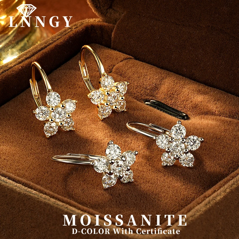 

Lnngy Oorbellen Zilver 925 Sterling Silver Earrings Sparkling Certified 3mm Moissanite Hoop Earring For Women Wedding Jewelry