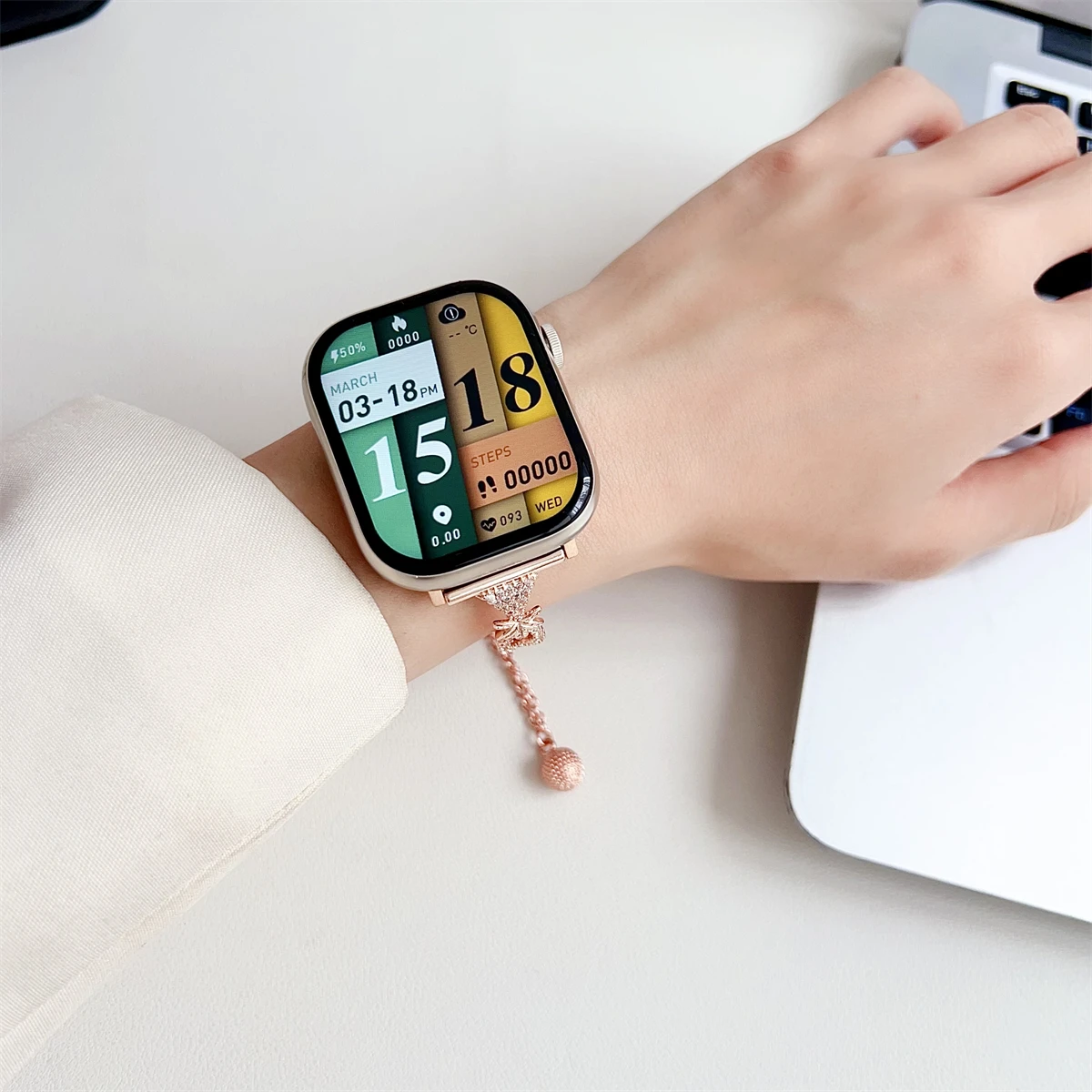 Pulseira de relógio para iwatch 42/44/45/46/49mm 38/40/41mm pulseira de relógio de metal fashion para série de relógios Ultra2 série 10/9/8/7/6/5/4/3/2/1_voghion.com