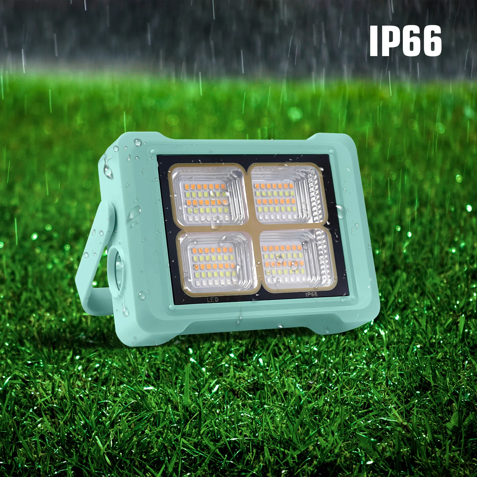 LED Solar Flood Lights Rechargeable 140 LEDs Outdoor Portable LED Tent Lights Built-in Battery Floodlight Emergency Work Lamp