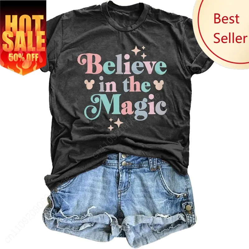 

FRYAID Волшебная рубашка женская футболка «Верьте в волшебке» Kingdom Castle Tie Dye футболка семейные топы с короткими рукавами для отдыха и отпуска