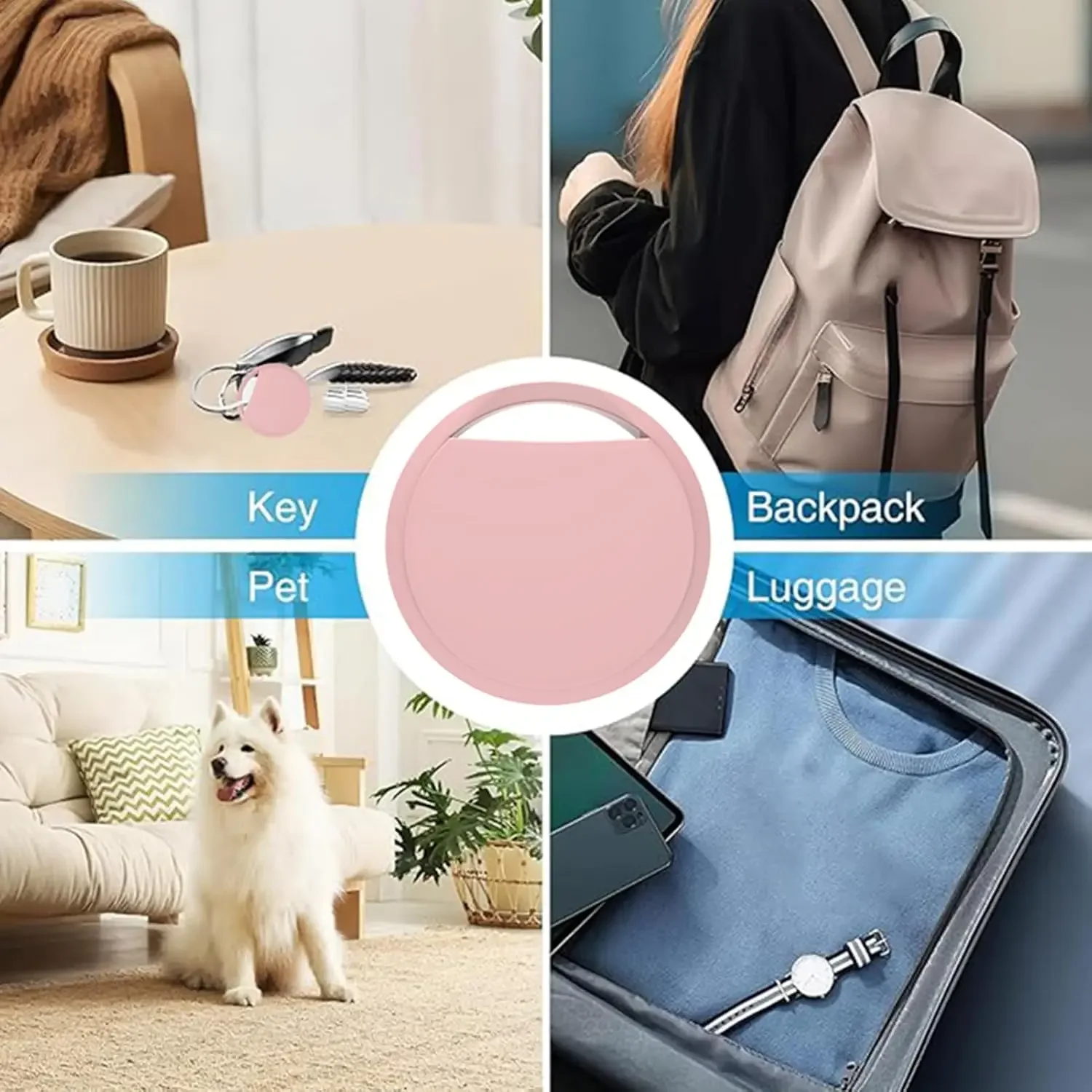 4 Pacchetti di Etichette di Rilevamento Bluetooth per l'Aria. Etichetta Intelligente. Dispositivo Anti-perdita. Rilevatore Intelligente per chiavi e bagagli. Funziona con Apple Find My (solo iOS)