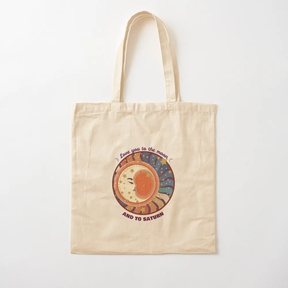 Love you to the moon and to saturn Tote Bag tote bags aesthetic bags luxury women free delivery bags Big bag