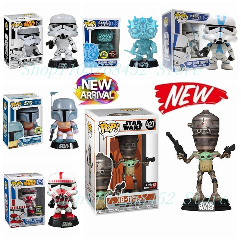 Funko Pop Star-Wars #21 Clone Trooper #25 Holographic #23 Boba #32 #42 IG-11 #427 Vinyl Action Figures Toys Collectible Dolls