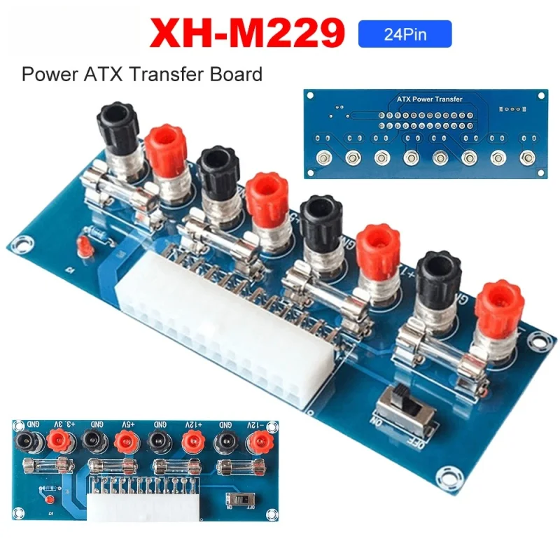 XH-M229 Power ATX Transfer Board 24Pin Output Terminal ATX Power Supply Breakout Adapter