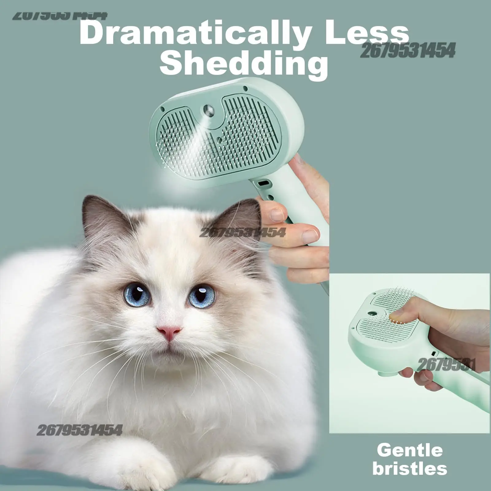 3-in-1 الكلاب القط فرشاة شعر مزيل البخار رذاذ الاستمالة فرشاة فريدة من نوعها أدوات البخار رذاذ الماء المرطب لعبة أبيض وردي أخضر