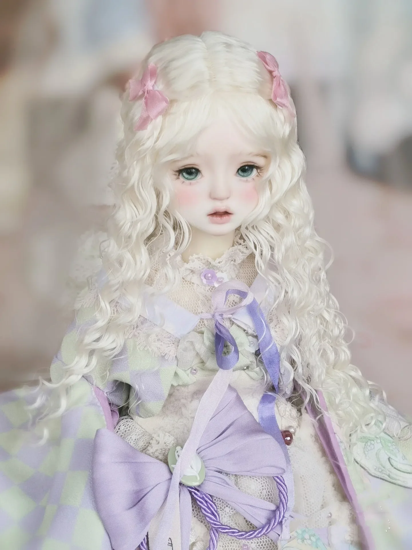 Hair For Doll  Hardhead Shell BJD Wig 1/4 Doll Mohair Roll Hair