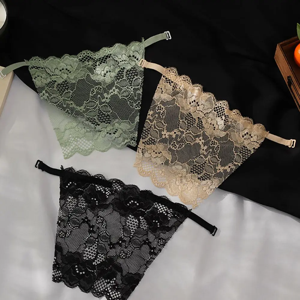 Per ragazze, facile clip su corsetto sovrapposto in pizzo, copertura trasparente per il petto, reggiseno senza spalline, inserto coreano, top a tubo da donna