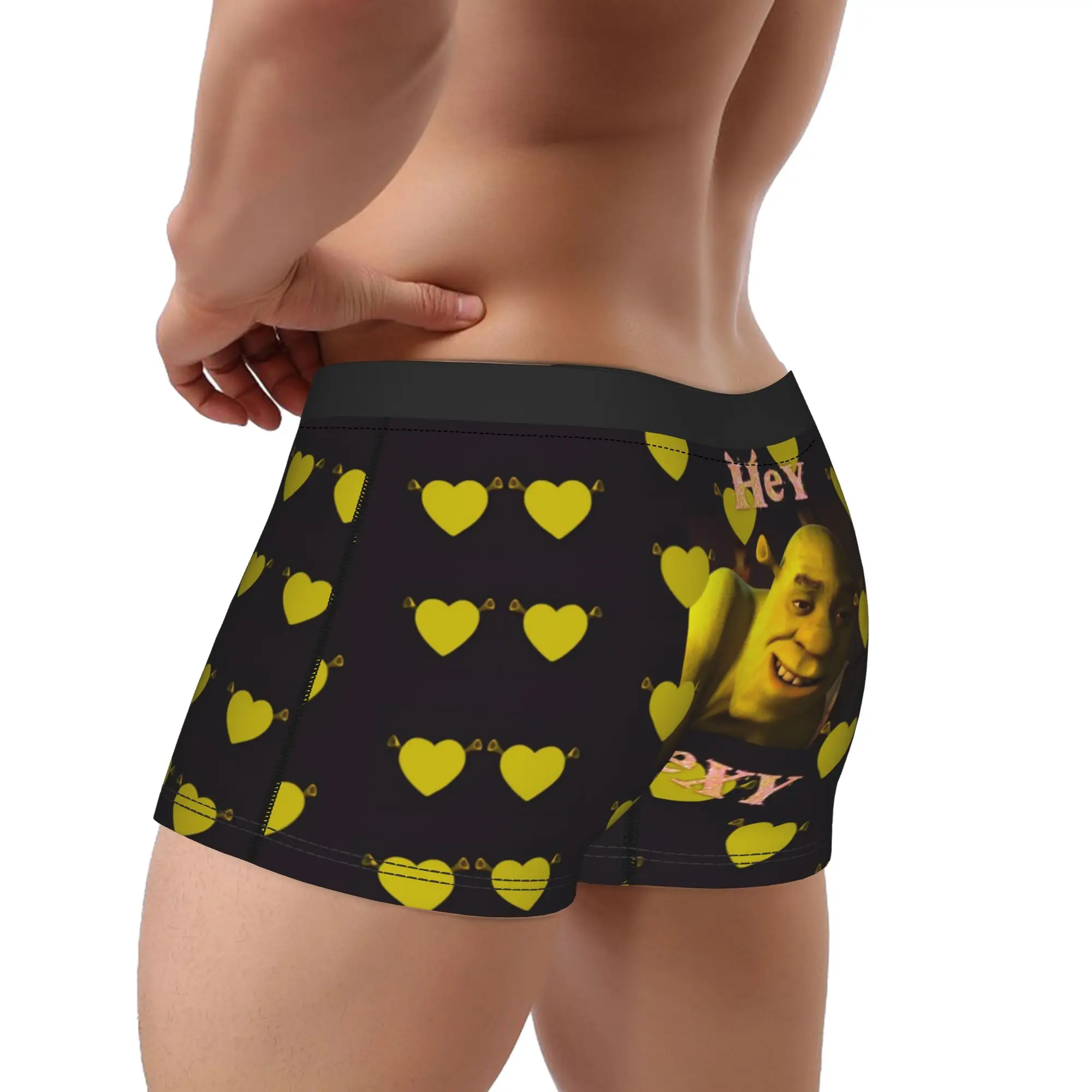 Men Boxer Briefs Shorts Panties Hey Shrexy S-Shreks Meme  Breathable Underwear  Male Hot Plus Size Underpants