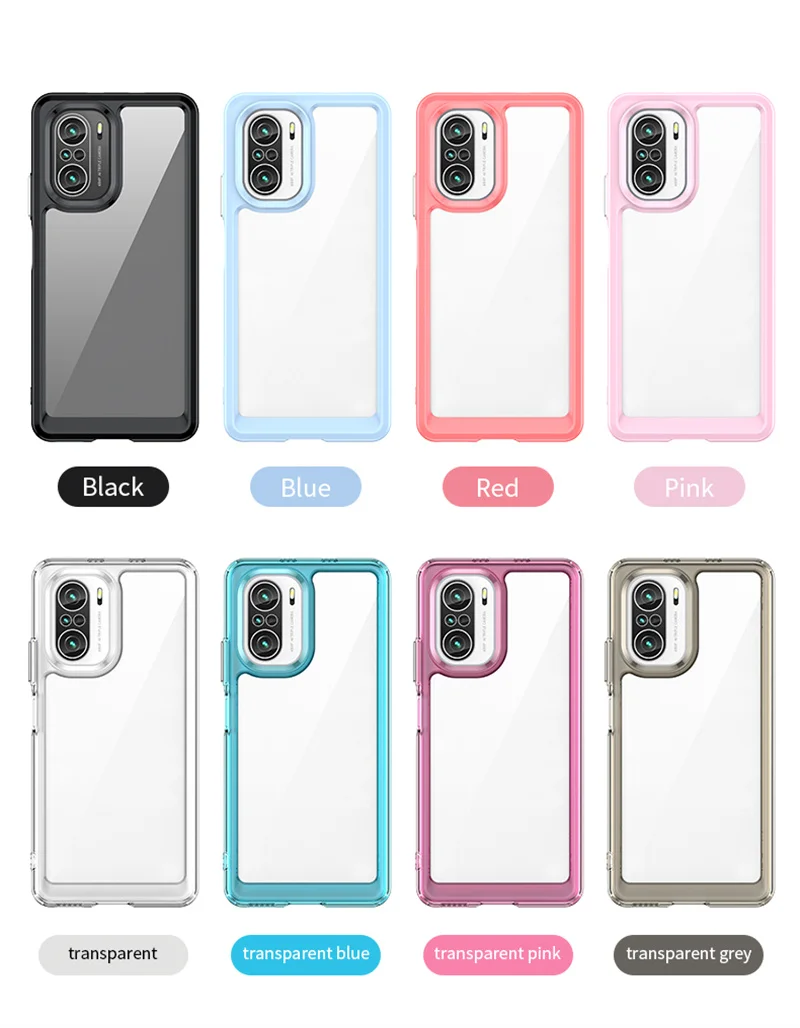 For Cover Xiaomi Poco F3 Case Poco F3 Capas New Hard Shockproof Bumper Clear Transparent Multicolour For Fundas Poco F4 F3 Cover