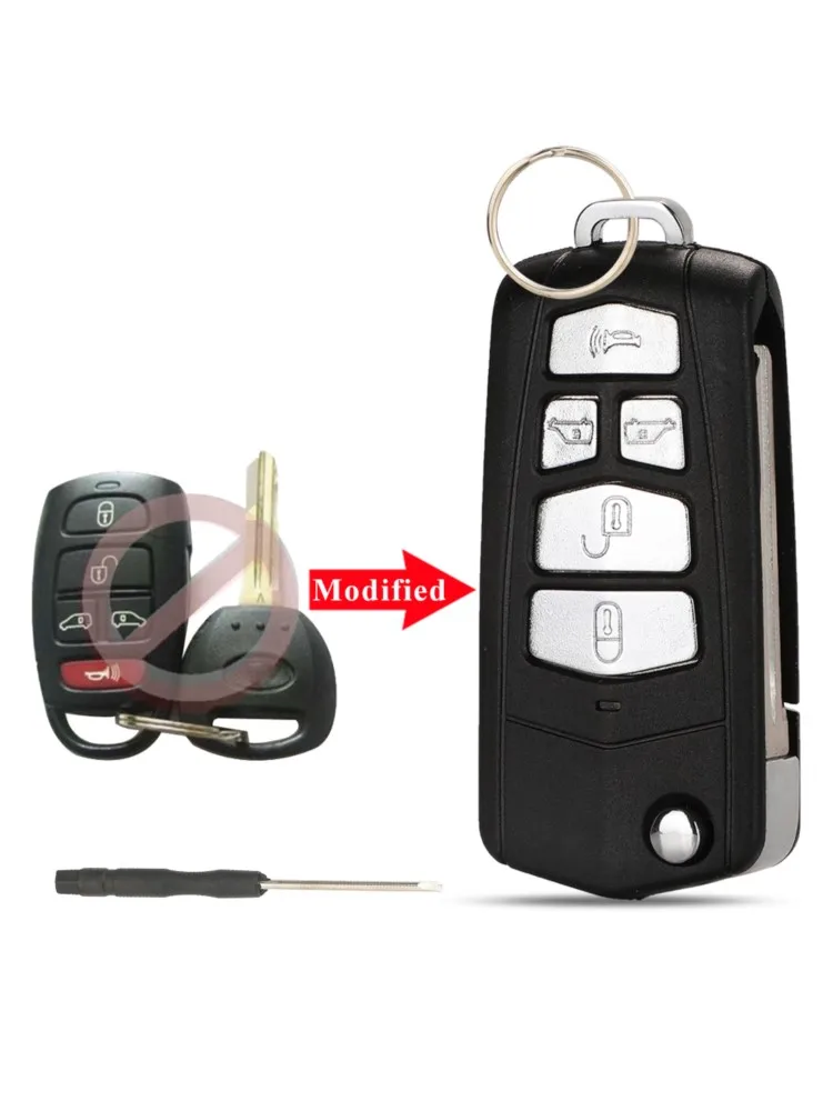 jingyuqin Modifiziertes 5-Tasten-Klappschlüsselgehäuse für KIA Sedona Grand Carnival Hyundai Entourage 2006–2014 HYN14R Upgrade