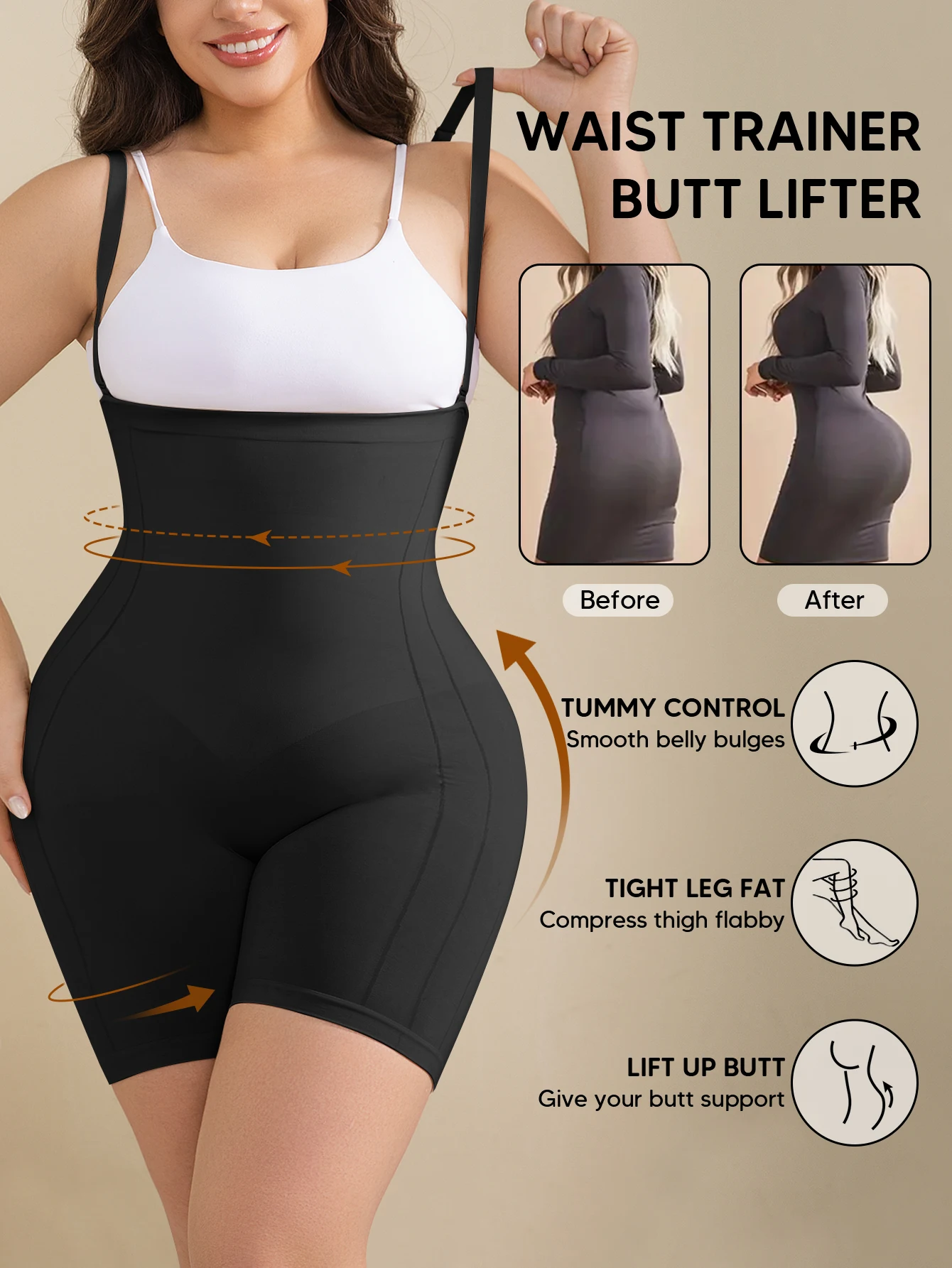Open Bust Shapewear Tummy Control Bodysuits for Women Seamless Compression High Waisted Body Shaper
