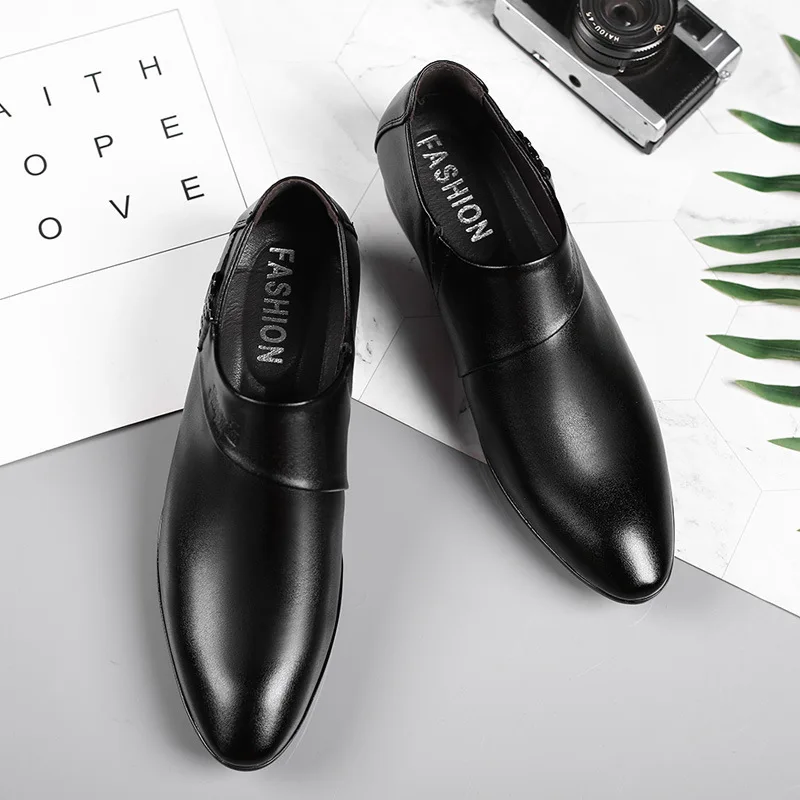 Men PU Leather Shoes Formal Dress Shoes for Men Plus Size Party Wedding Office Work Shoe Slip on Business Casual Oxfords Zapatos