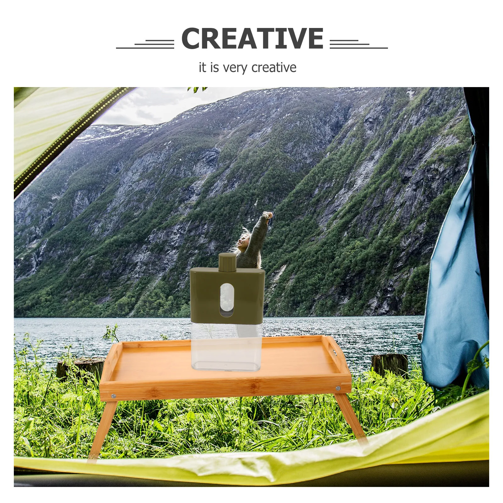 

Portable Flat Water Bottle Leak-Proof Reusable Canteen For Outdoor Travel Sports Running Hiking Cycling Camping Lightweight