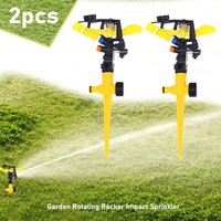 2pcs Garden Rotating Rocker Impact Sprinkler 1/2 inch Male Thread Lawn Watering Adjustable Nozzle Irrigation Sprinkler