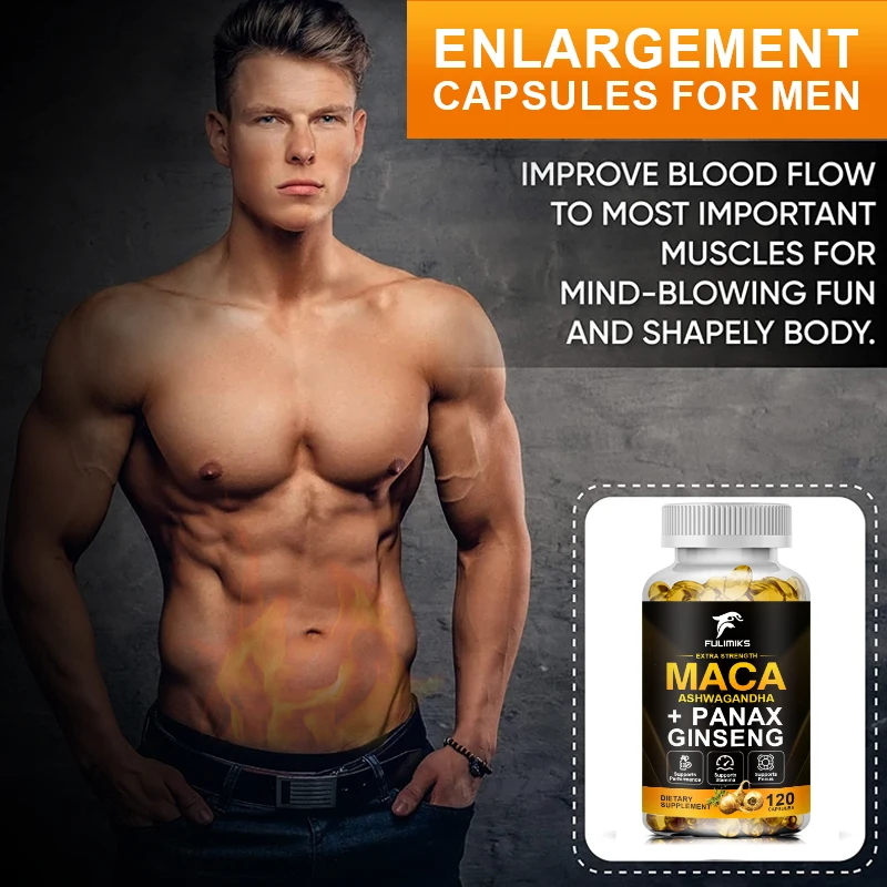 Organic Maca Root Capsules 10,000mg + Korean Ginseng 1,400mg - Black + Red + Yellow Maca Root, Potent & Highly Pure, Non-GMO