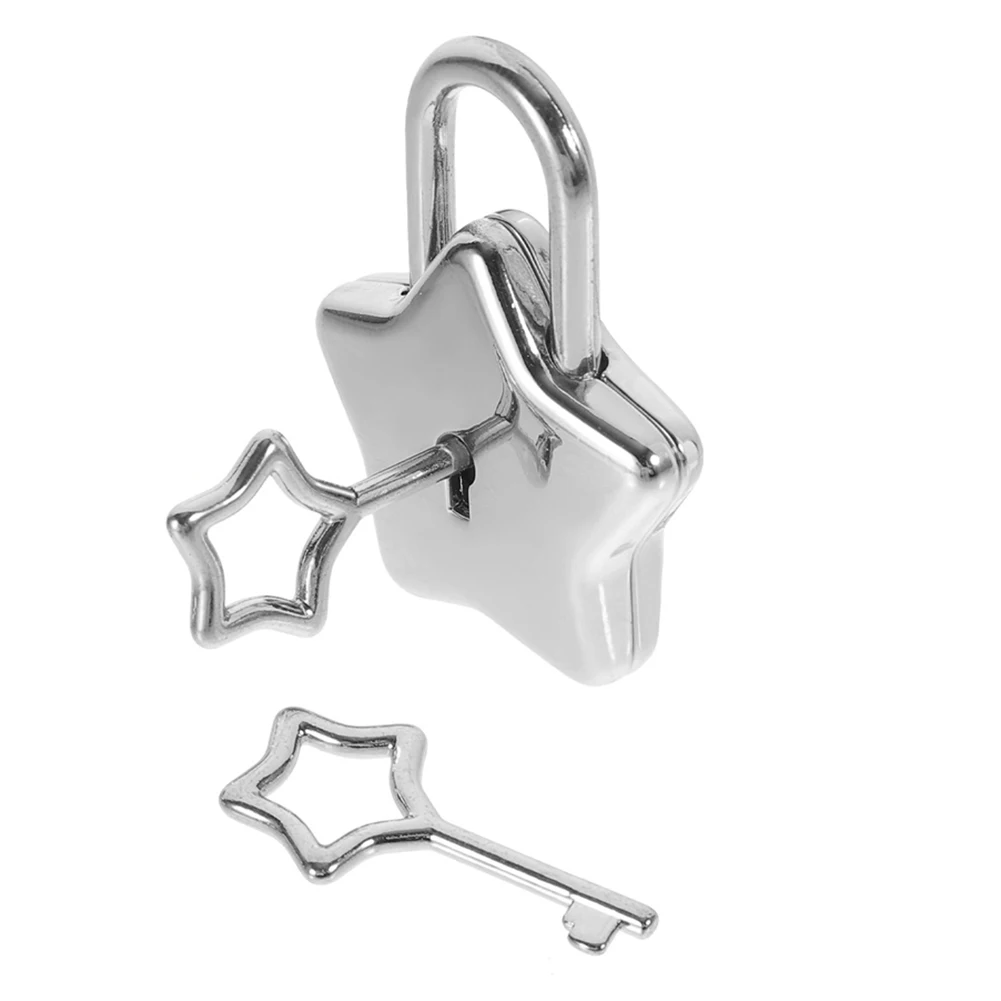 Compact Star Castle Padlock with 2 Star Keys for Small Lock Use in Journals Luggage and Decorative Accessories