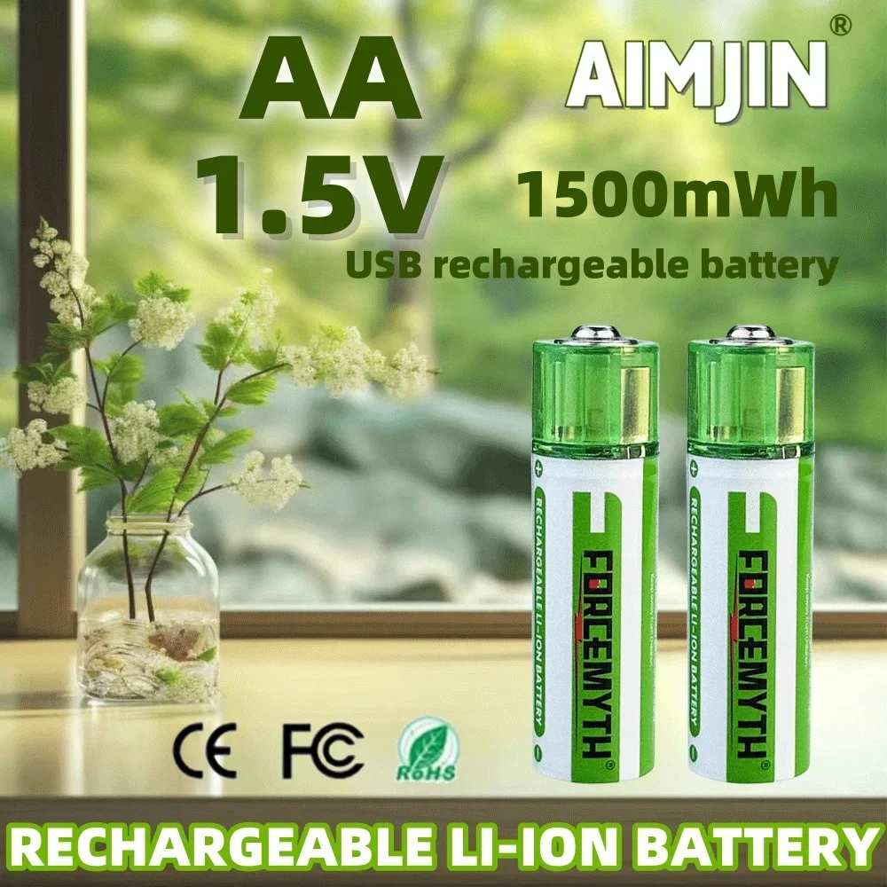 

Rechargeable Li-ion AA 1.5V 1500mWh USB Battery for Remote Control Mouse Small Fan Electric Toy