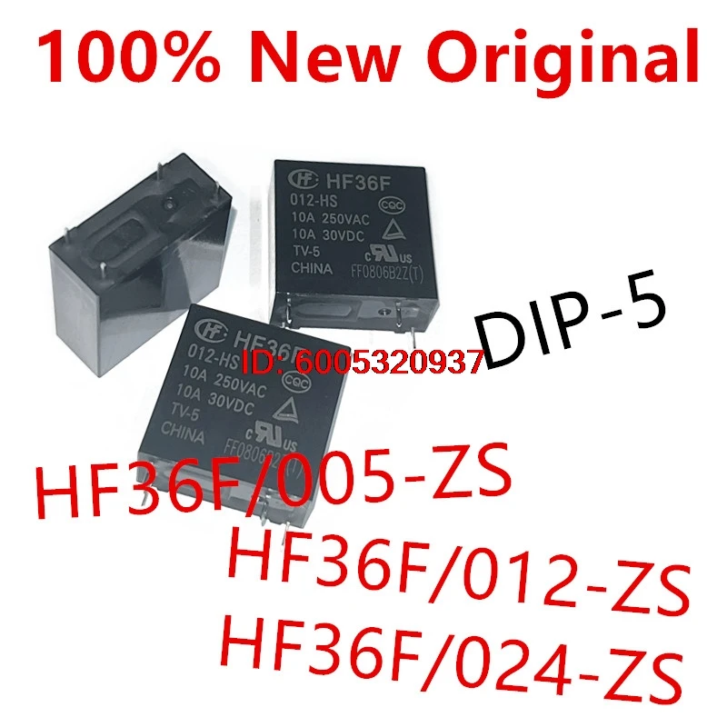 10piece  HF36F/005-ZS 、HF36F/012-ZS 、HF36F/024-ZS 、HF36F/005-ZST 、HF36F/024-ZST  DIP-5  New power relay