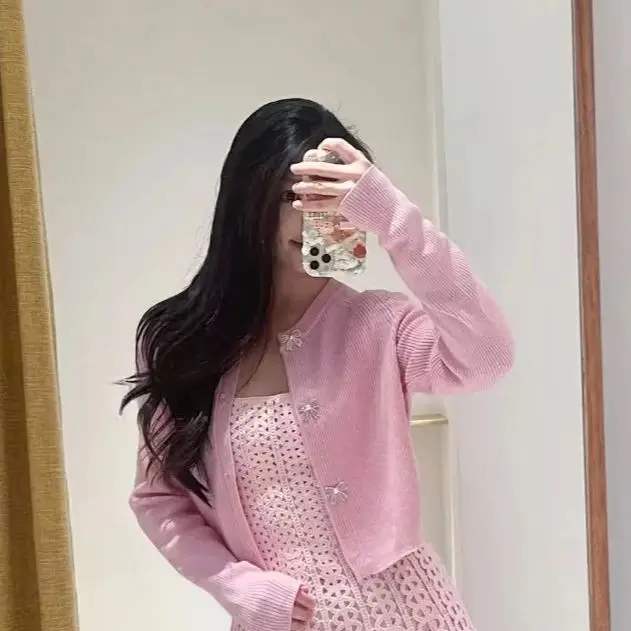 

Women O-Neck Bow Button Long Sleeve Solid Ribbed Knit Cardigan Spring/Summer Single-Breasted Elegant Casual Knitwear Coat