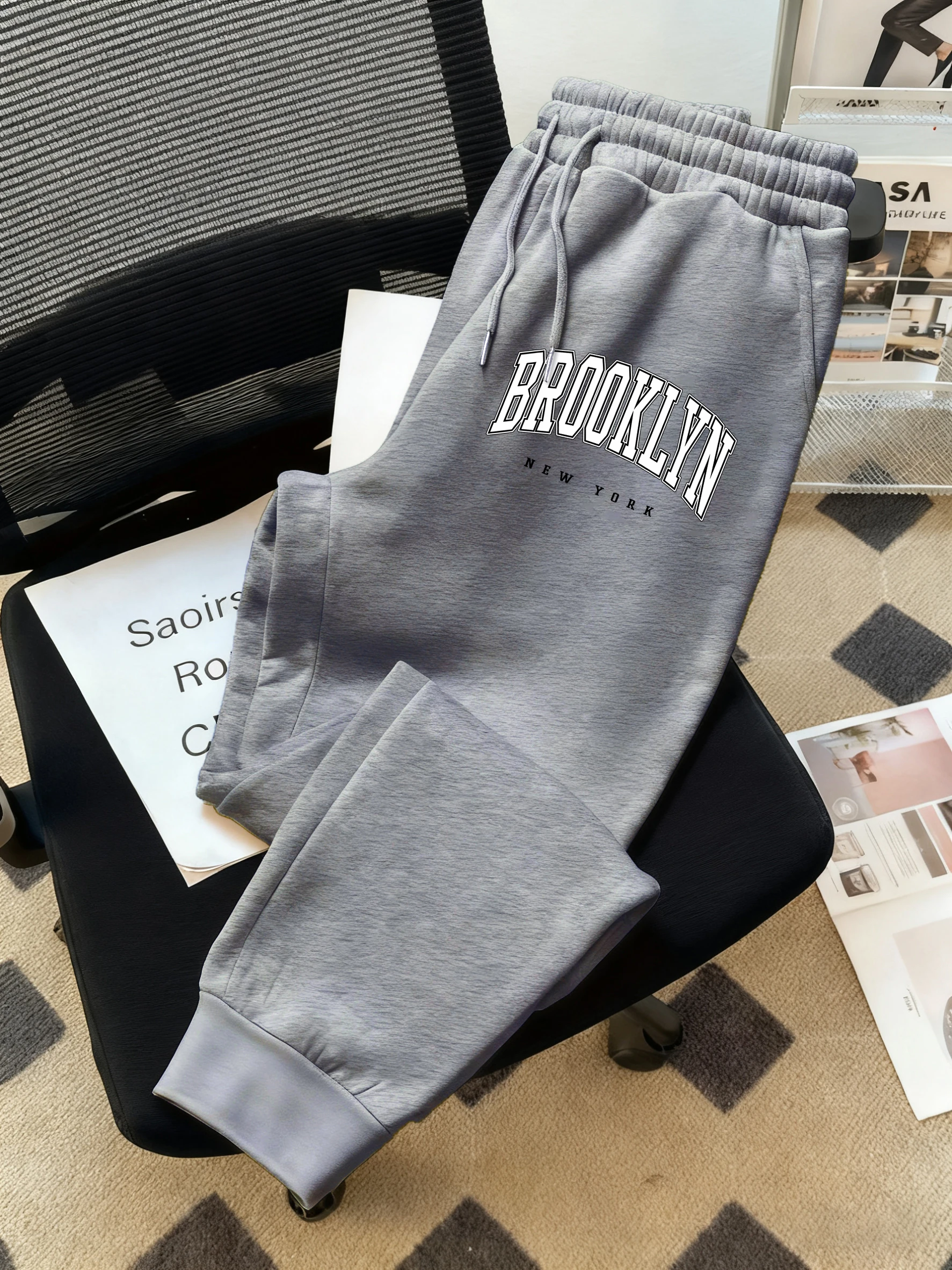 

Бруклин Нью-Йорк Спортивные штаны с принтом Флисовые брюки с карманами Мужские модные уличные спортивные штаны на шнурке Унисекс Модные брюки в стиле хип-хоп