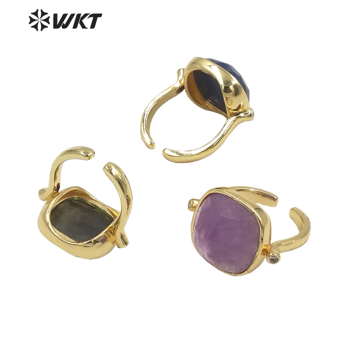 WT-R427  WKT 2022 Fashion Style Natural Gemstone Girl Ring For Wedding Party Gold-Plate Rings Accessory Jewelry Trend Attractive