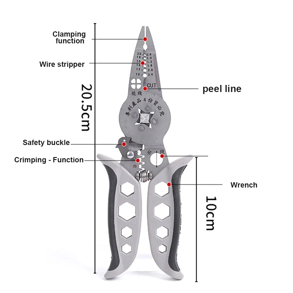 Abisoliermesser Crimpzange Crimpwerkzeug Kabelabisolierer Drahtschneider Multifunktionswerkzeug Multifunktionale Handwerkzeuge – Detail 4