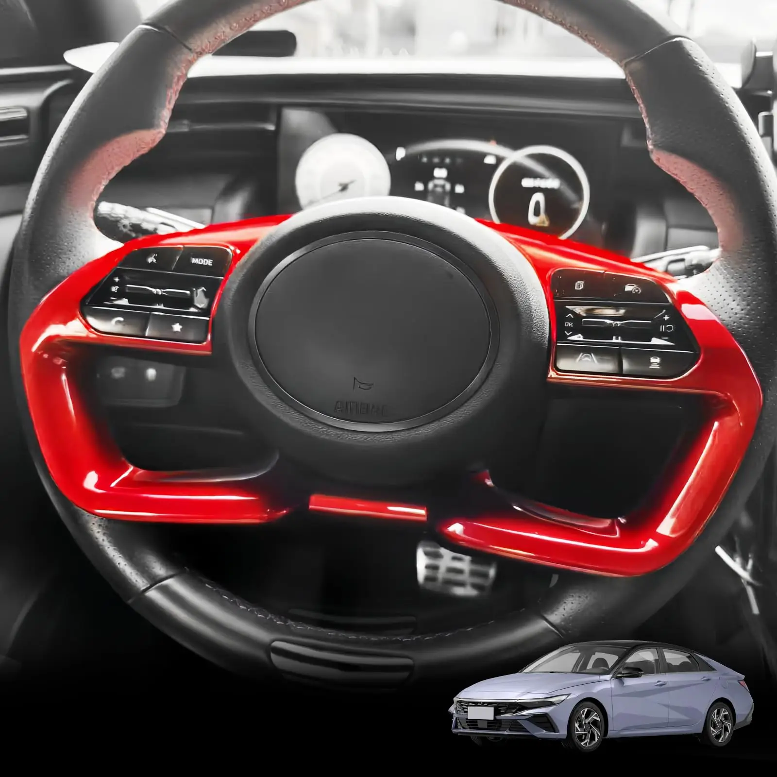 

Carbon Fiber Style Steering Wheel Frame Cover For Hyundai Elantra CN7 Tucson NX4 Santa Cruz Interior Trim