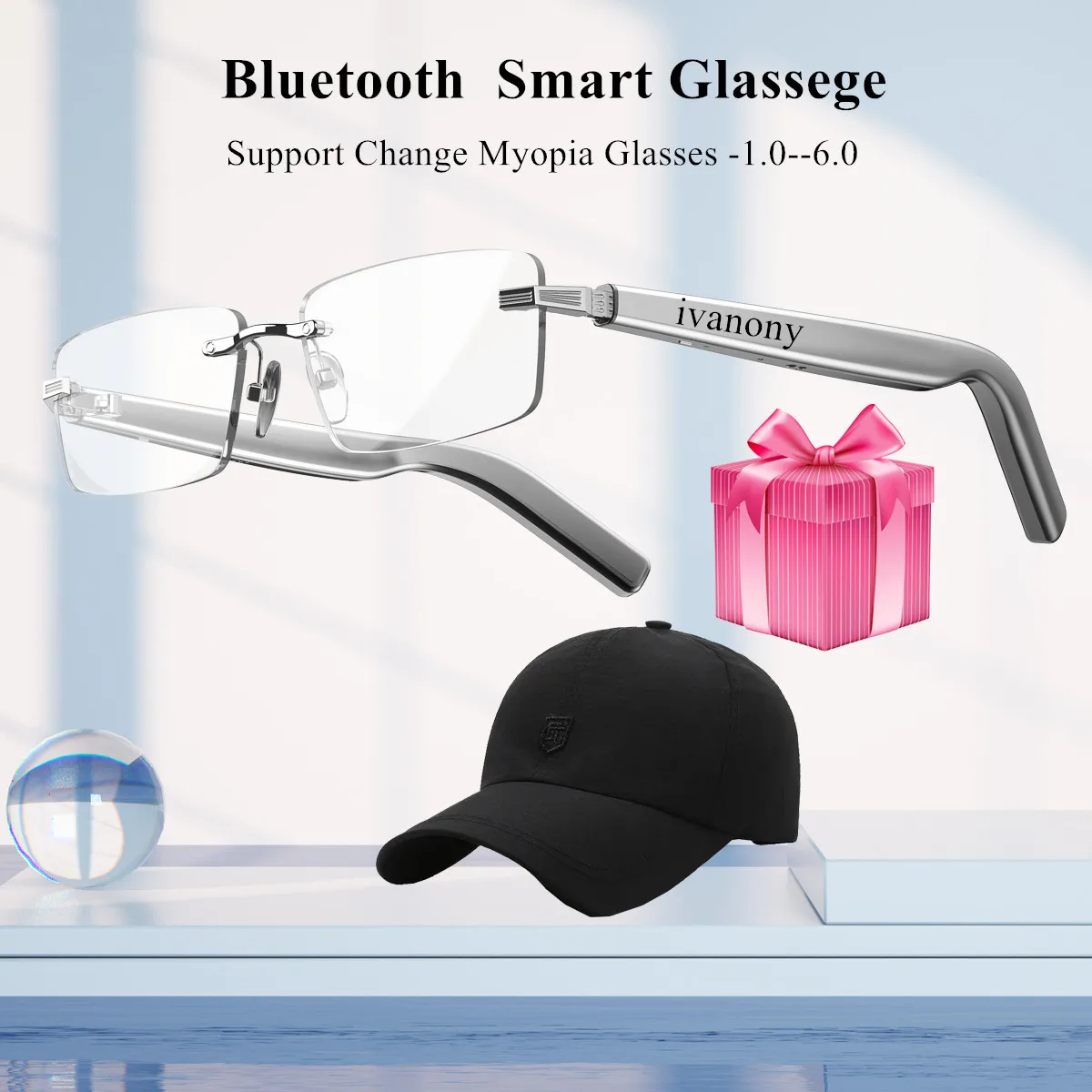 النظارات الذكية دعم تبادل قصر النظر العدسات ترجمة اللغة الملاحة الاستماع الأغاني بلوتوث دعوة النظارات الترجمة الذكية