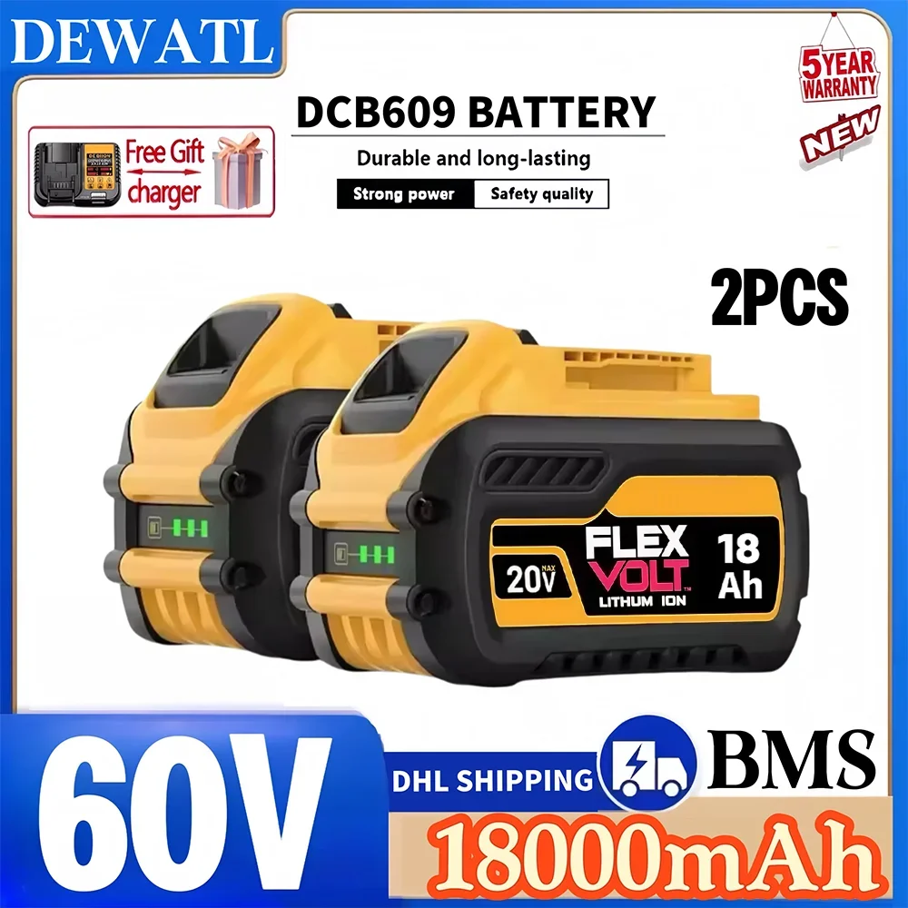 Original 60V Battery For Dewalt DCB200 18000mAh Battery DCB606 DCB609 DCB182 18000mAh MAX Power Tool Battery 60VMAX With Charger