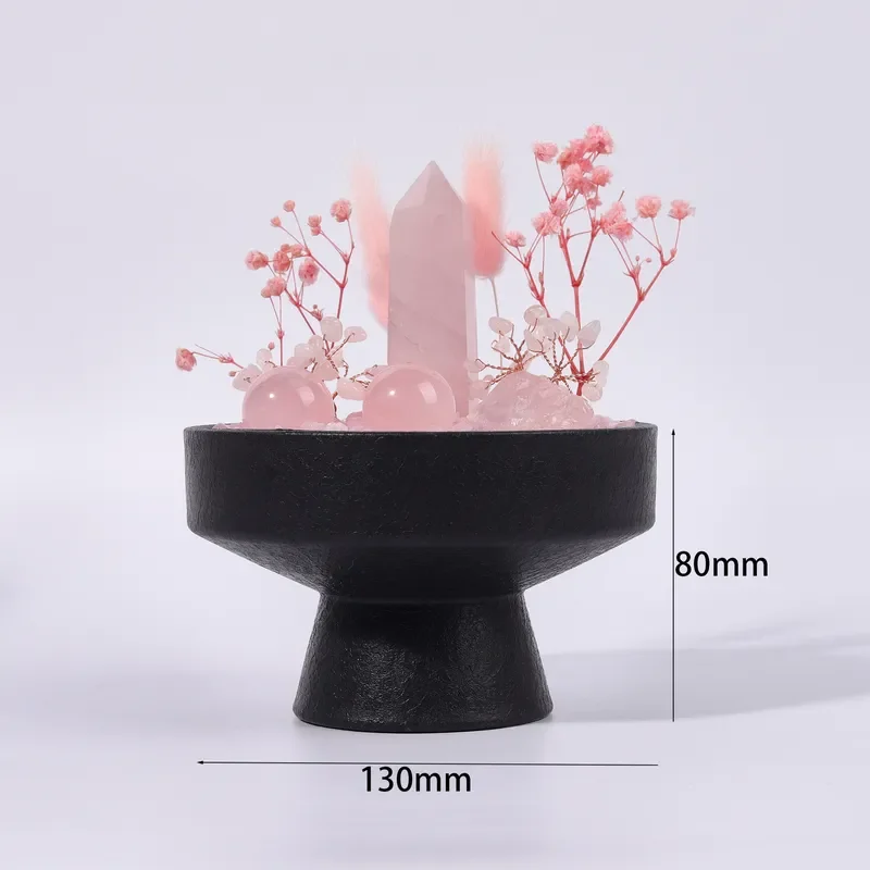Foreign Crystal  Powder Crystal Bonsai Powder Tower with Ball Office Desktop
