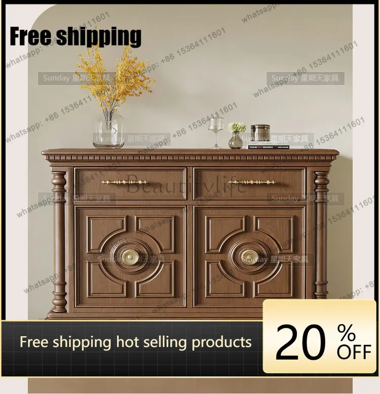 Factory Direct Medieval Walnut Color Bucket Cabinet Modern Light Luxury Large Capacity Locker