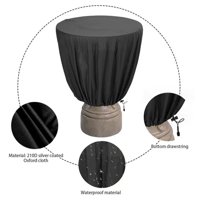 Bird Bath Cover 210D Oxford Cloth Statue Protective Cover Garden Fountain Protector Chiminea Cover Windproof Outdoor Fountain