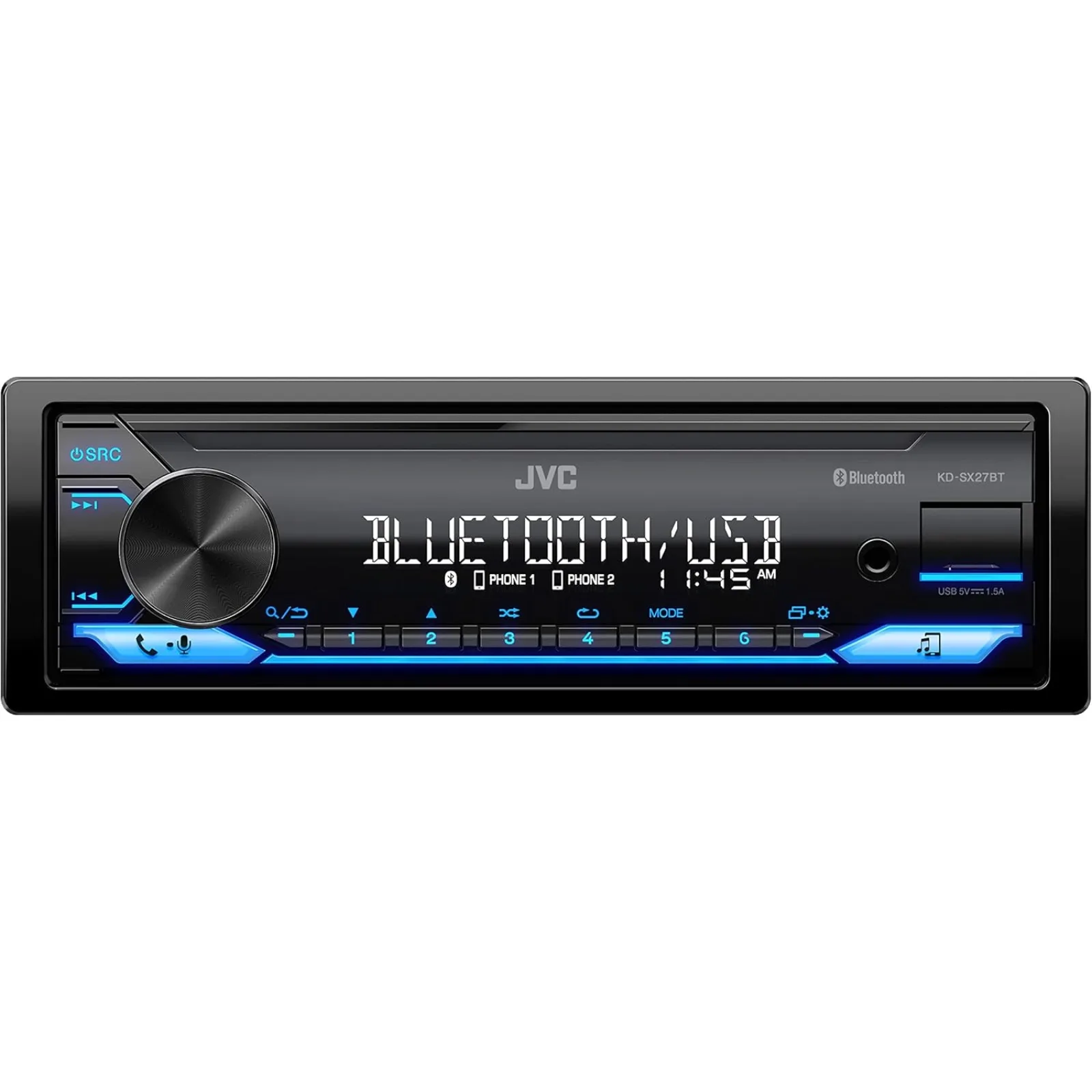 США KD-SX27BT Автомобильная стереосистема Bluetooth с USB-портом — AM/FM-радио, MP3-плеер, высококонтрастный ЖК-дисплей, съемная лицевая панель — одинарный