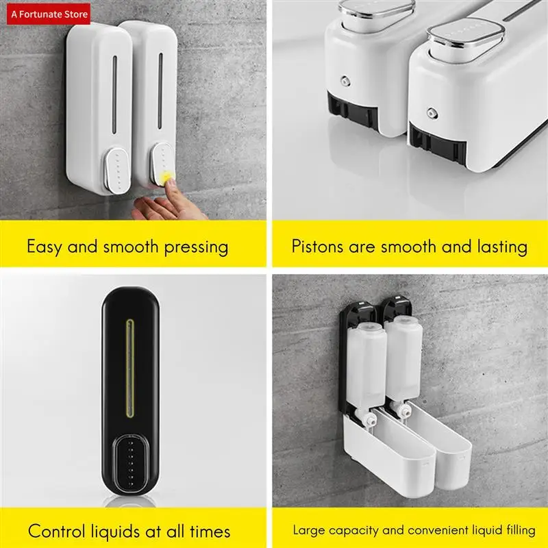 

3X Soap Dispenser Wall Mount, 350Ml Hand Liquid Shampoo Shower Gel Dispenser For Bathroom Kitchen Office White-A78G