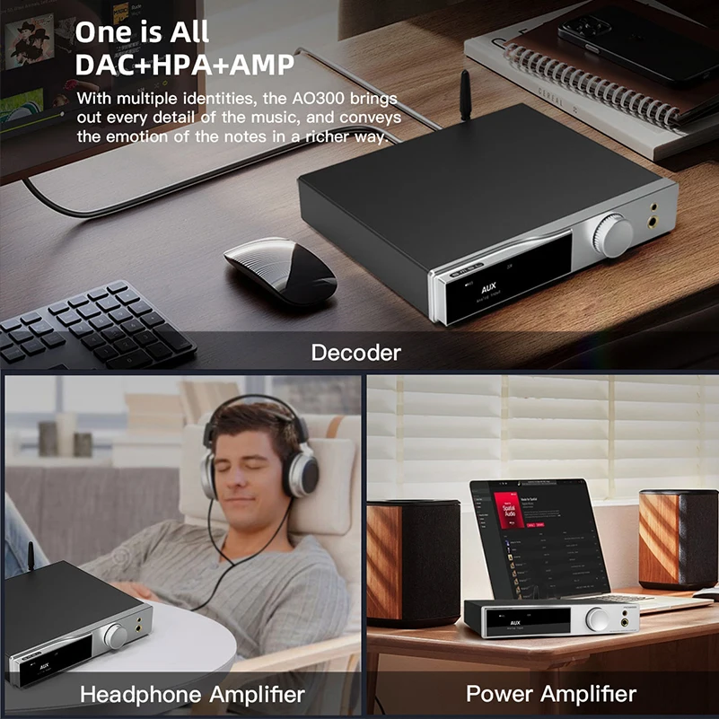 SMSL AO300 DAC Power AMP مضخم ضوت سماعات الأذن MA5332MS CS43131 صوت عالي الدقة مع بلوتوث