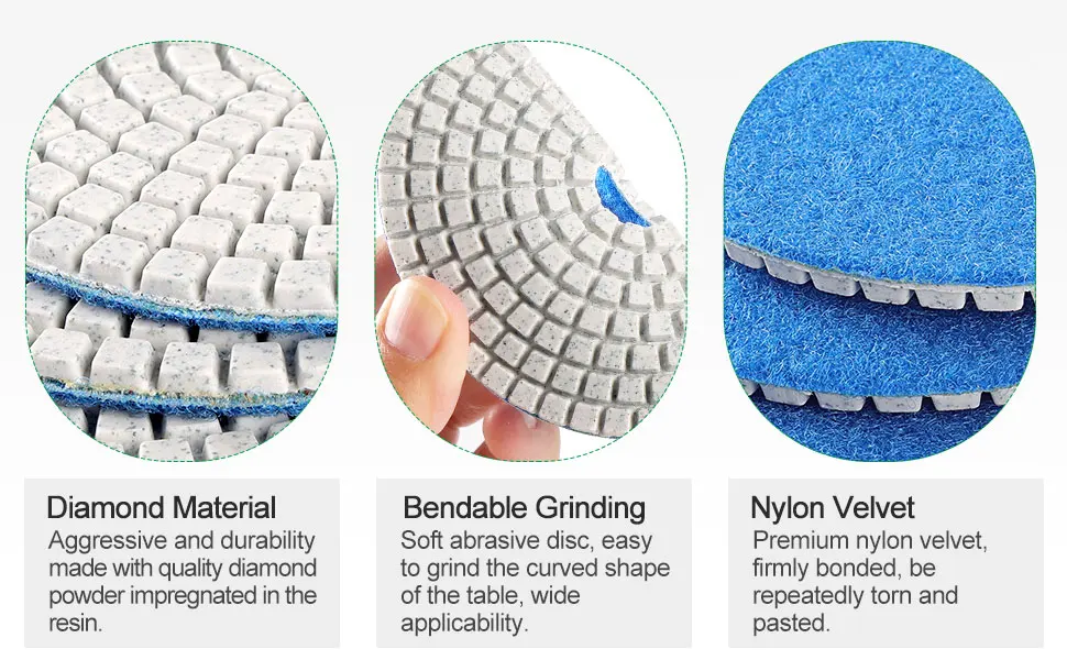 11-teiliges 100-mm-4-Zoll-Diamant-Polierpad-Set für Nass-/Trockenpolitur von Granit-, Stein-, Beton- und Marmoroberflächen, Schleifscheiben-Set – Detail 2