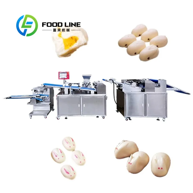 Machine automatique de fabrication de petits pains vapeur fourrés à la viande pour boulangeries, éta